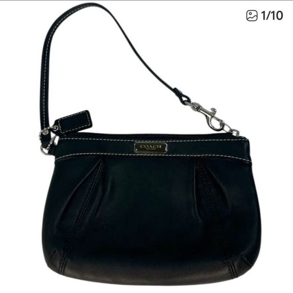 Coach Black Leather Soho Wristlet 7”x5”